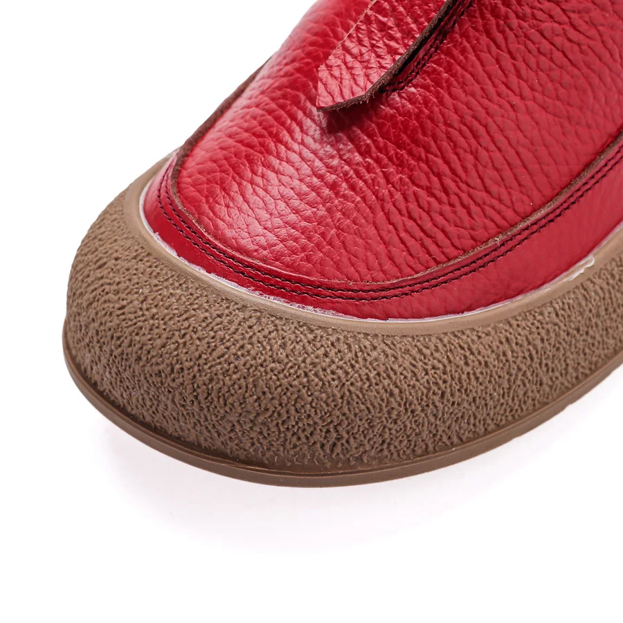 New Zip Up Flats Shoes for Women Real Leather Moccasins Woman Unique Luxury Flat Driving Shoes Ladies Red Flats Mom Casual Shoes view 2