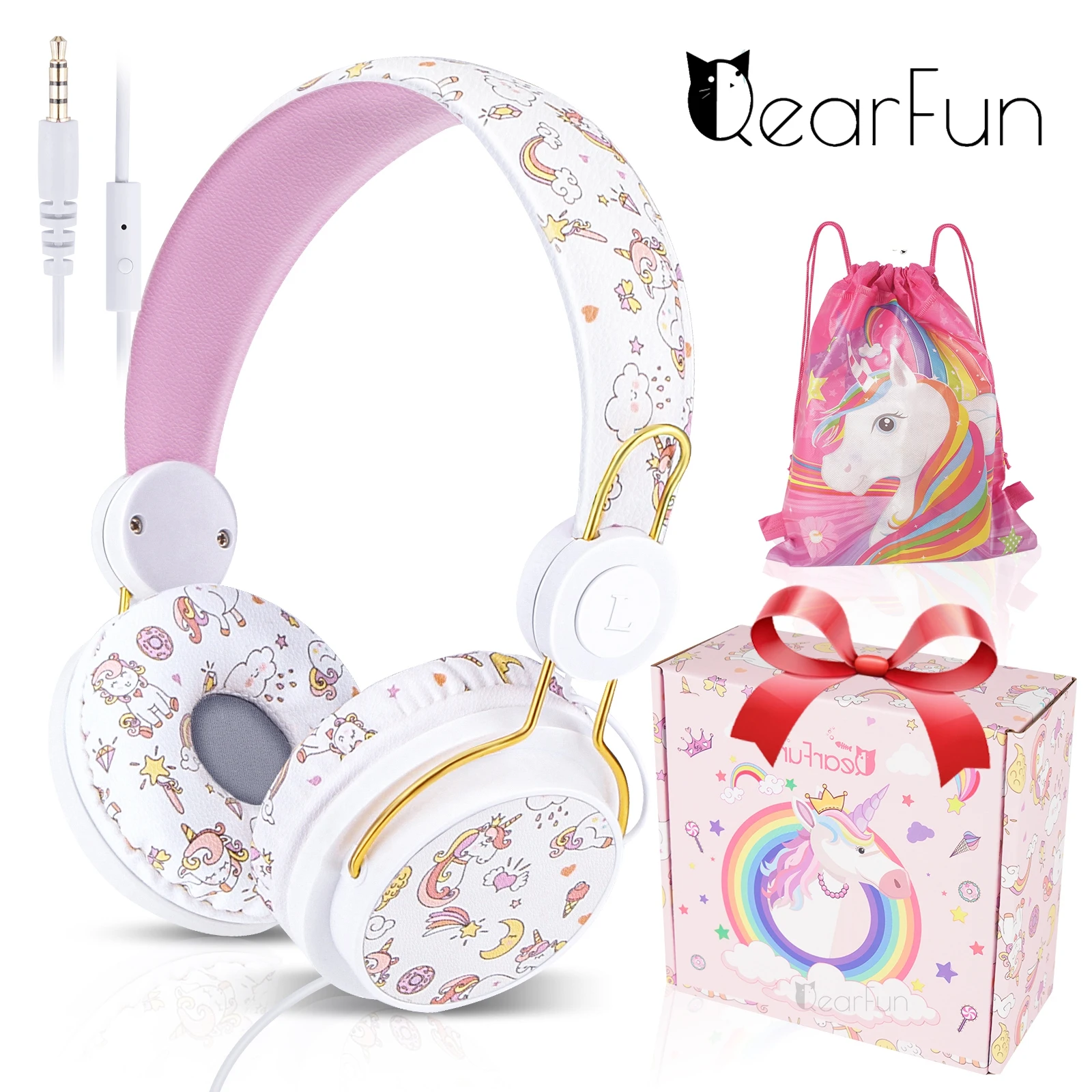 Wired Child Headphones Cartoon Cute Kids Anime Headphones Headset Stereo Music with Micrphone Children's Earphone Christmas Gift