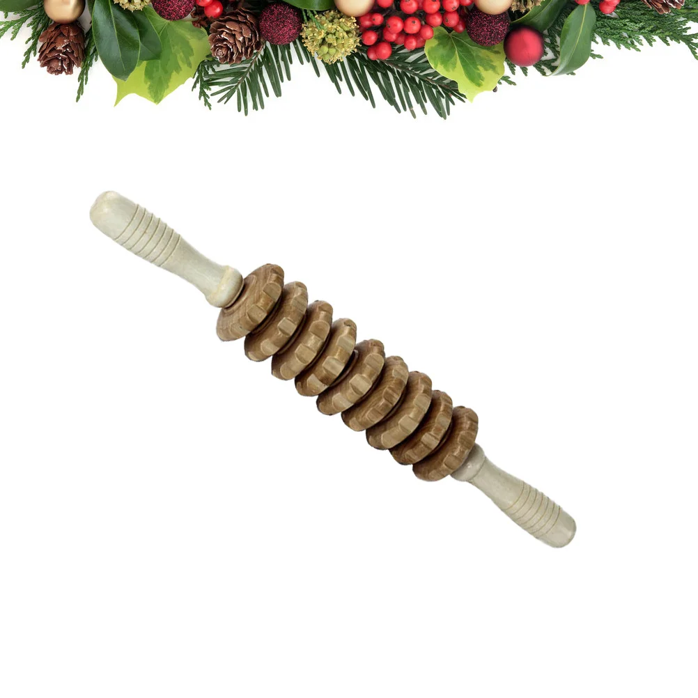 

Wooden Nine-Wheel Massage Roller Durable Full Body Massage Stick Yoga Relax Rod Soothe Fatigue Promote Blood Circulation