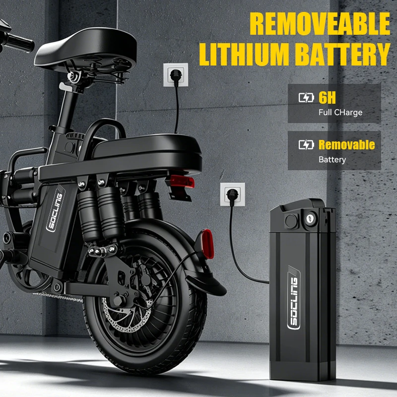 G11-Mini Electric City Bike, 14-Inch Folding 48V Battery-500W Motor, Electric Bike for Adults, Rear Disc Brake with 4/10 Shock Absorptions Models Optional, for Adults,College Students, Commuters & Urban Riding E-Bike image 5