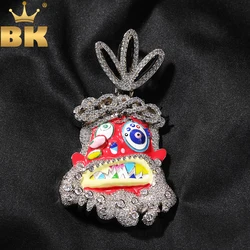 TBTK Colorful Dripping Oil Ghost Pendant Iced Out Cubic Zirconia Cartoon Necklaces For Women Man Fashion Charm Hip Hop Jewelry