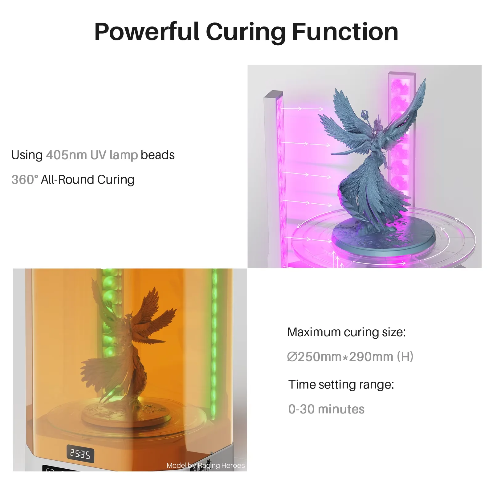 جهاز ELEGOO MERCURY PLUS V3.0 Wash and Cure 2 في 1 بسعة أكبر متوافق مع معظم طابعات LCD/DLP/SLA ثلاثية الأبعاد