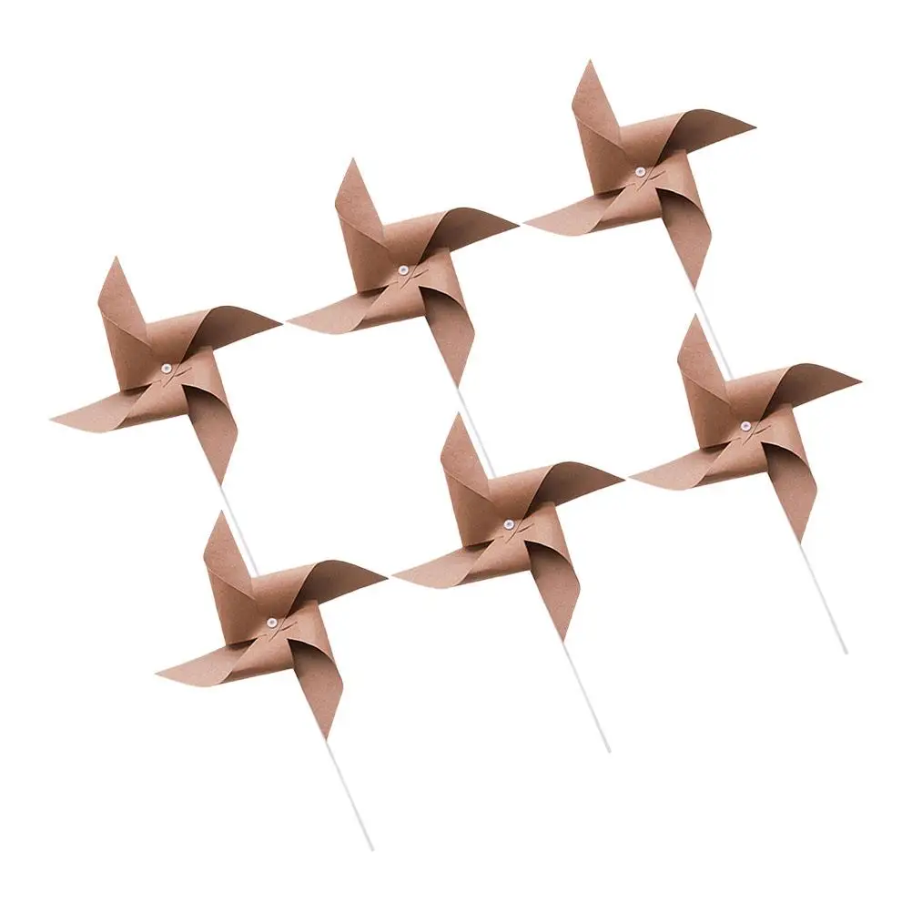 

6 Pcs Vintage Paper Windmill Retro Toy Birthday Party Decoration DIY Handheld Props Forest Theme Outdoor Fun