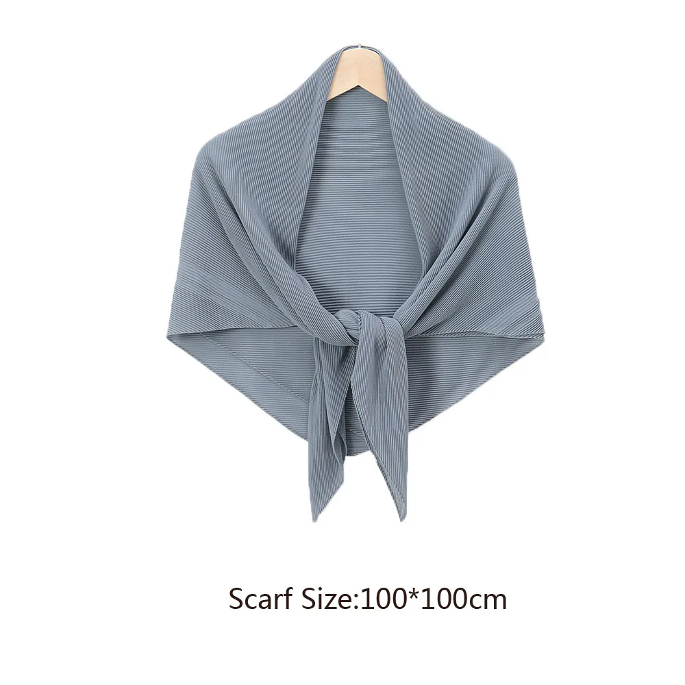 100X100CM Headwrap Geplooide Chiffon Vierkante Sjaal Crinkle Moslim Hijaabs Vrouwen Underscarf Fashion Casual Look Effen Kleur hoofddoek