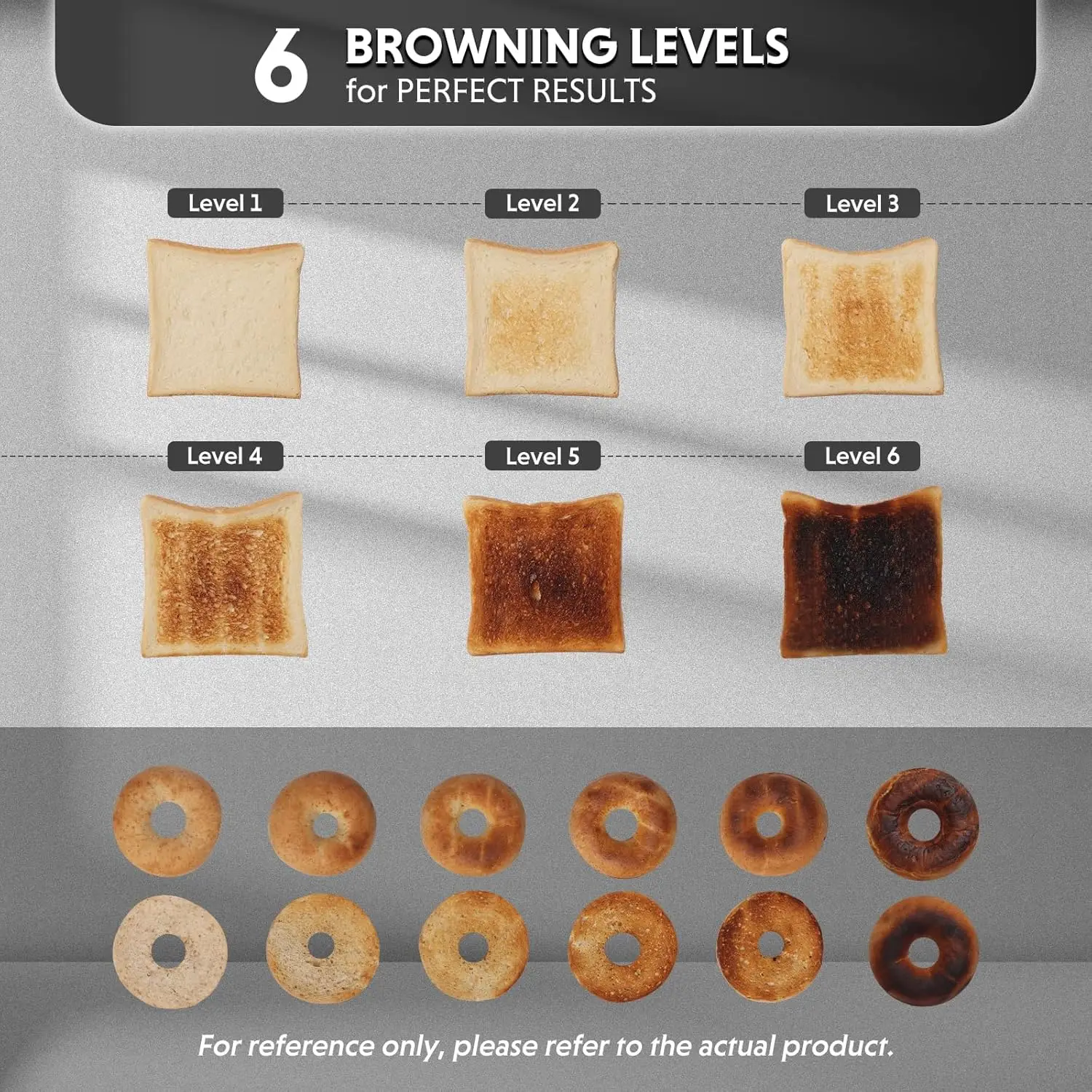 محمصة من الفولاذ المقاوم للصدأ مع 4 شرائح ، فتحات واسعة للغاية للخبز ، الكعك ، رافعة رفع عالية ، 6 إعدادات تظليل ، رف ، dt430