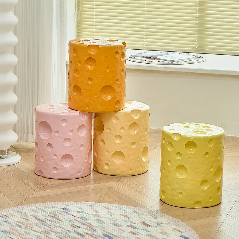 Ins Creative Coffee Table Cheese Edge Side Table High End Pink Cylindrical Coffee Table Stable and Sturdy Stool