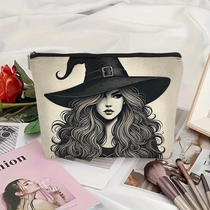 魅力的な魔女の化粧バッグ - 女性向けのかわいい多機能ジッパーポーチ、ジュエリー収納バッグ
