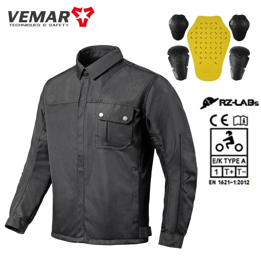 

Men's Retro Motorcycle Armor Jacket Coat Summer Motorbike Riding Jacket Reflective Anti-collision Protective Gear Cycling Jersey