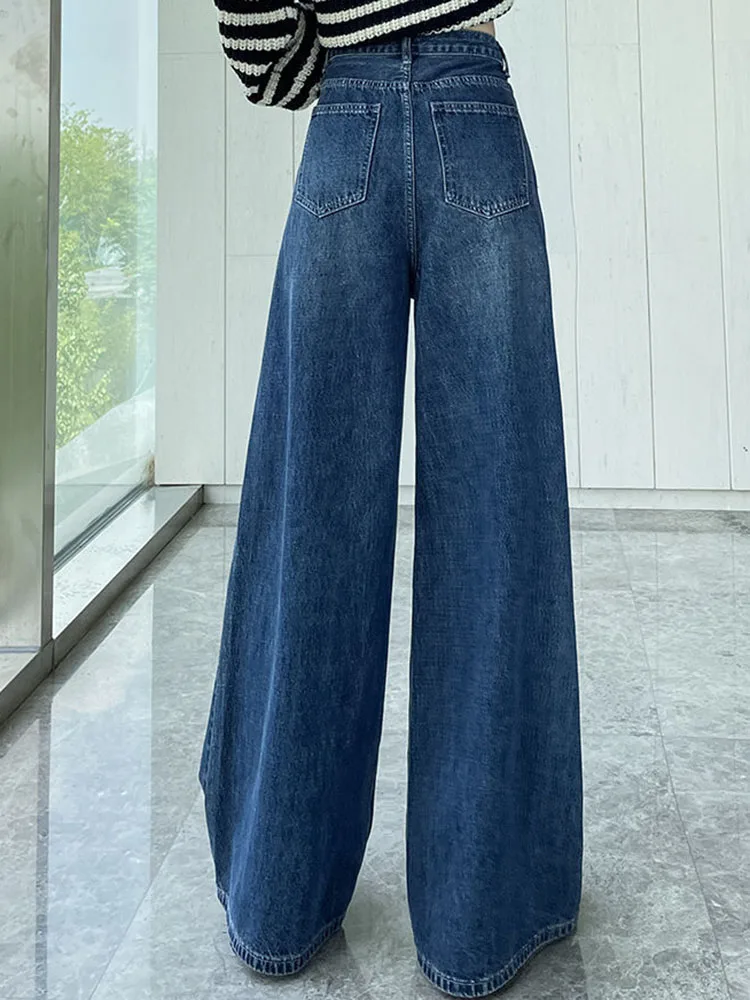 Woman High Waisted Wide Leg Jeans Korean Fashion Casual Straight Denim Pants Streetwear Vintage New Style Baggy Kot Pantolon