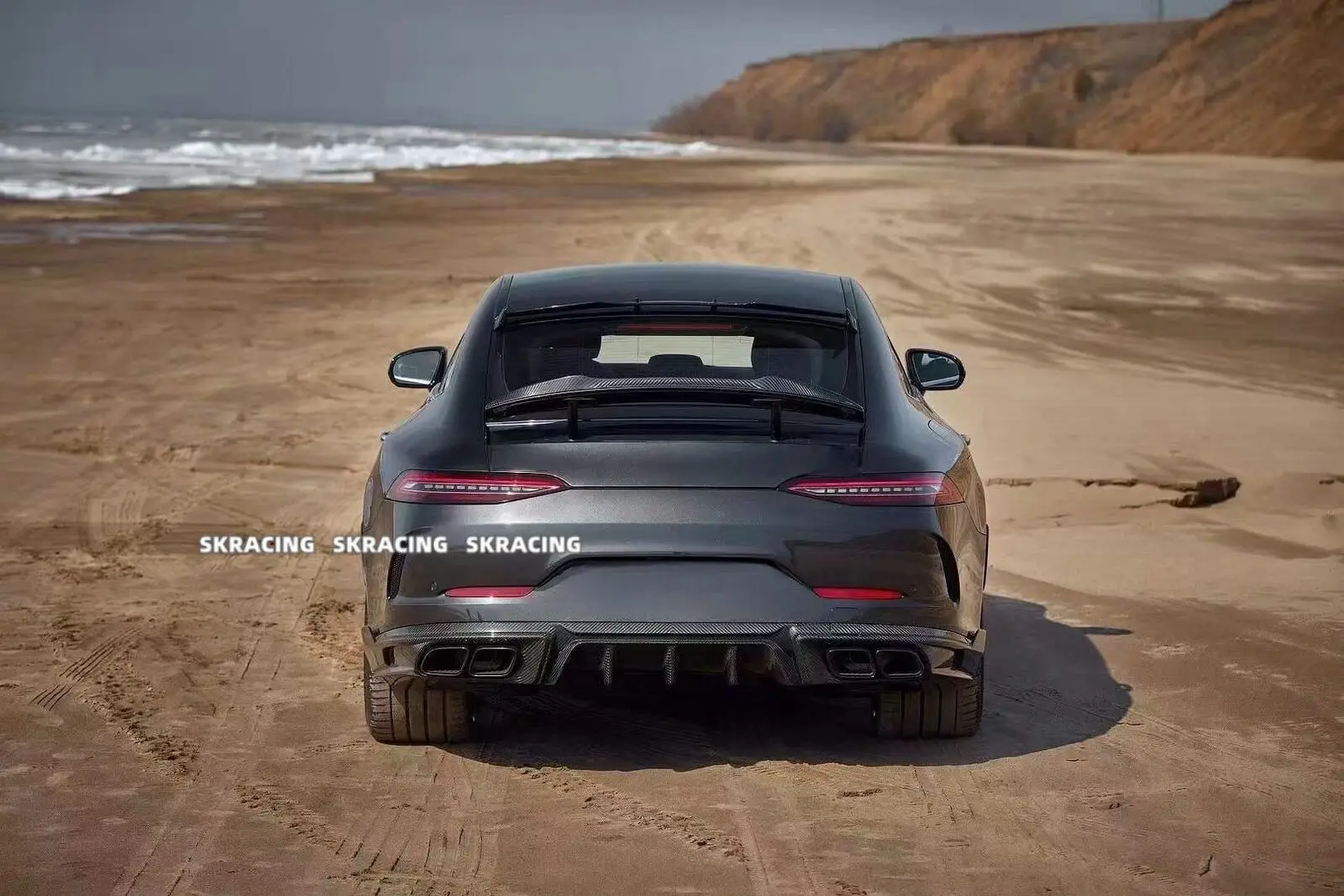 تنورات جانبية للشفاه الأمامية والخلفية من ألياف الكربون طقم هيكل ، مناسب لمرسيدس بنز AMG GT43 GT50 GT53