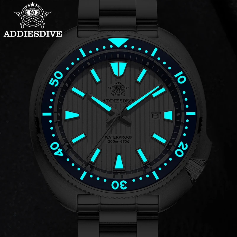 ADDIESDIVE AD2507 Men's Diving Watch Ceramic Bezel BGW9 Luminous 200m Waterproof Japanese Quartz Stainless Steel Sapphire Crysta