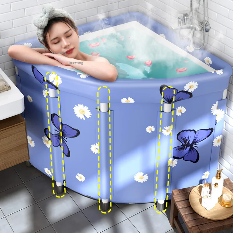 

Durable Student Dormitory Triangular Bathtubs Apartment Swimming Pool Hotel Villa Sweat Steam Bath Barrel Folding Bath Bucket G