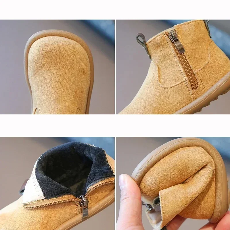 Stivali da tomaia retrò nabuk per bambini scarpe invernali stile inghilterra per ragazzi taglia stivali per bambini in pelle scamosciata con cerniera alla moda Comfort