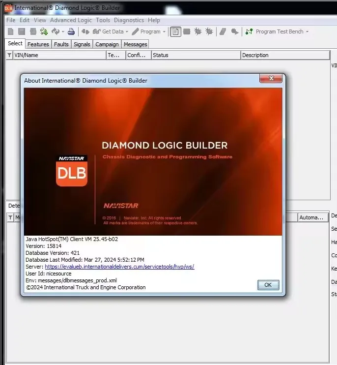 تشخيص محرك NAVISTAR - NED 2024 + International Diamond LOGIC BUILDER DLB 2024 + فتح الكراك