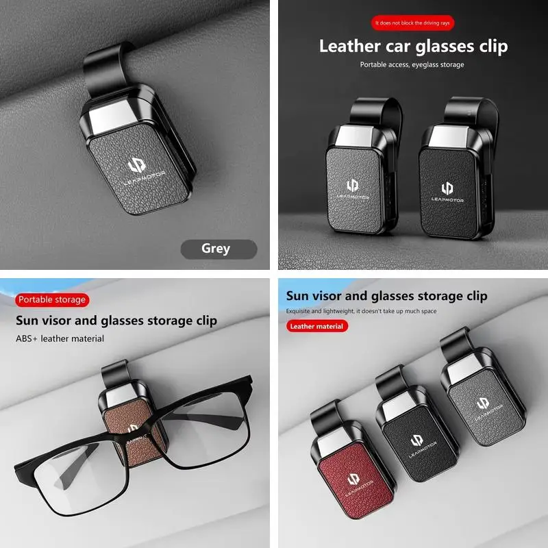Car Sunglasses Clip Organizer Anti Slip Leather Visor Holder For Leapmotor C16 B01 C11 C01 C10 B10 Interior Storage Accessory