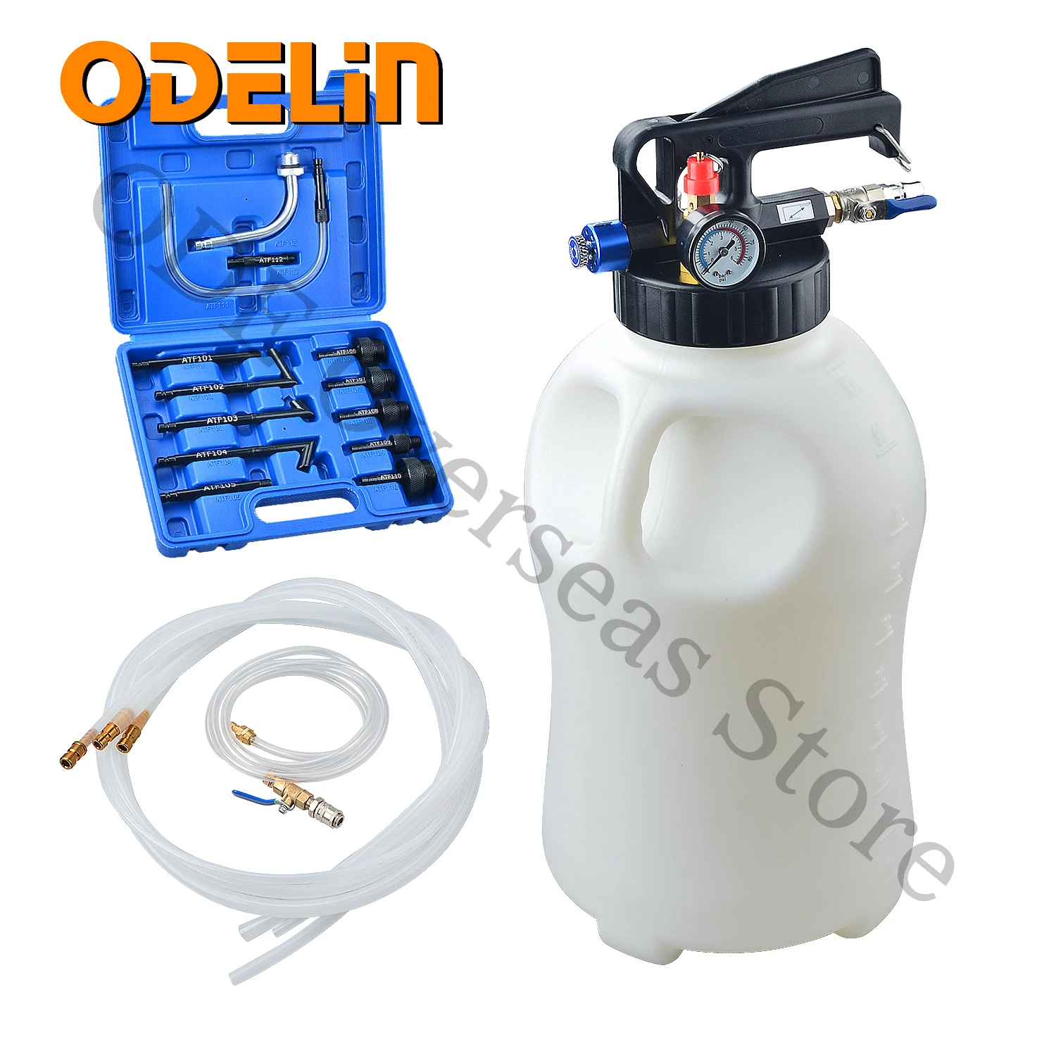 10L Pneumatic Transmission Fluid Pump Extractor & Dispenser Oil Filling Tool With 13 Most Used Adapters