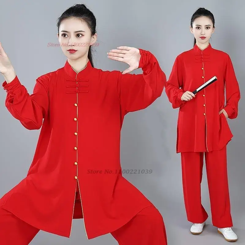 2024 chiński vintage kungfu tai chi odzież sztuki walki taijiquan wushu jednolity narodowy top + zestaw spodni tai chi strój do ćwiczeń