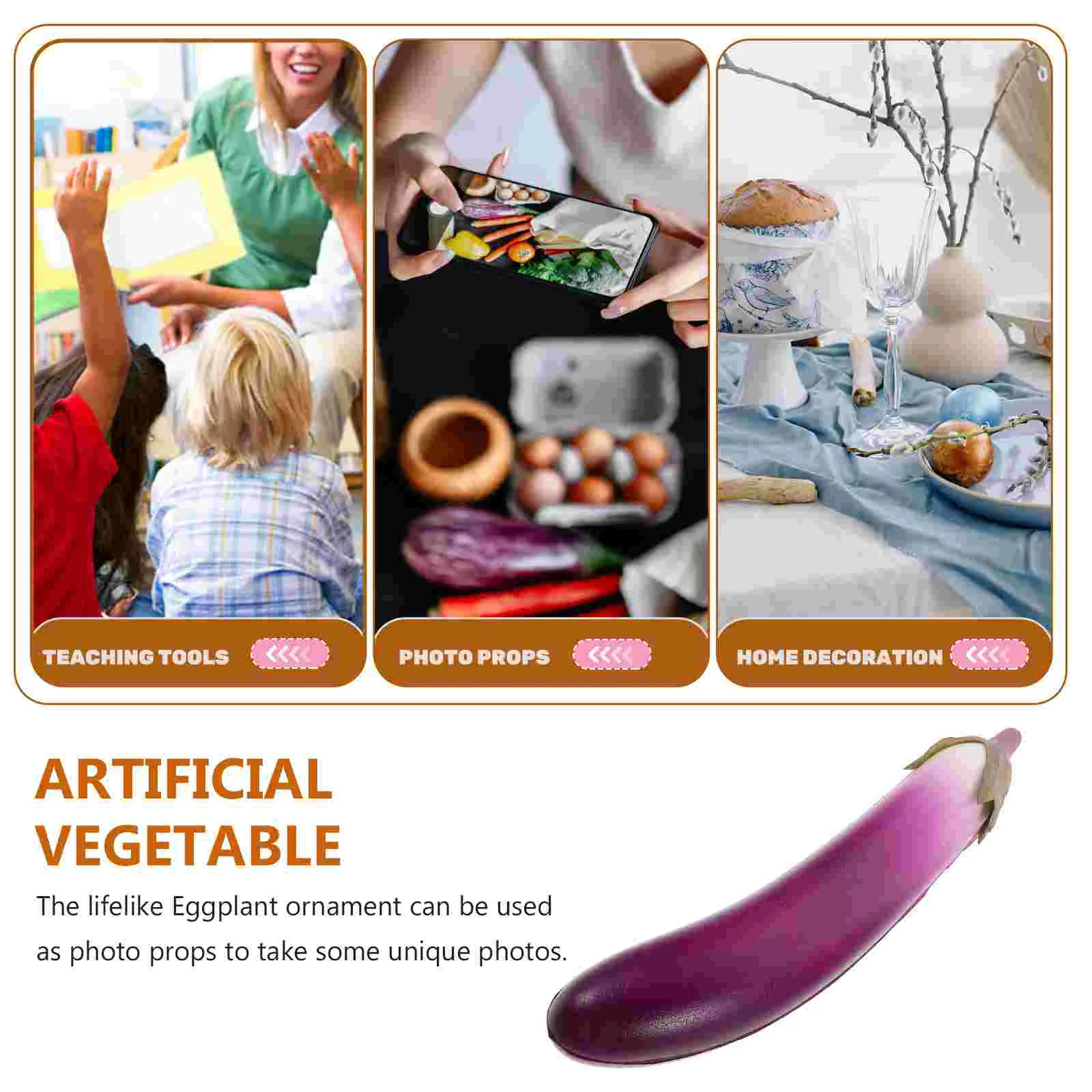 Simulation Artificial Eggplant Fake Vegetable Realistic Food Model Kitchen Decoration