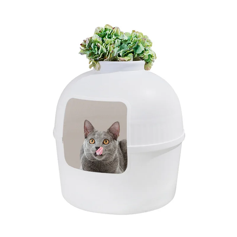 

Pet Furniture Hidden Plant Cat Litter Box Enclosed Litter Box With Plant Pot Multi-functional Pet Bed House for Cats and Puppy