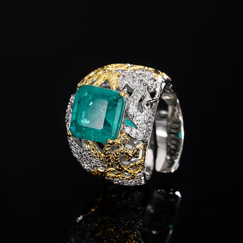 Jewelry Gold Plated Vintage Fashion Gemstone Square Ring for Women 10*10