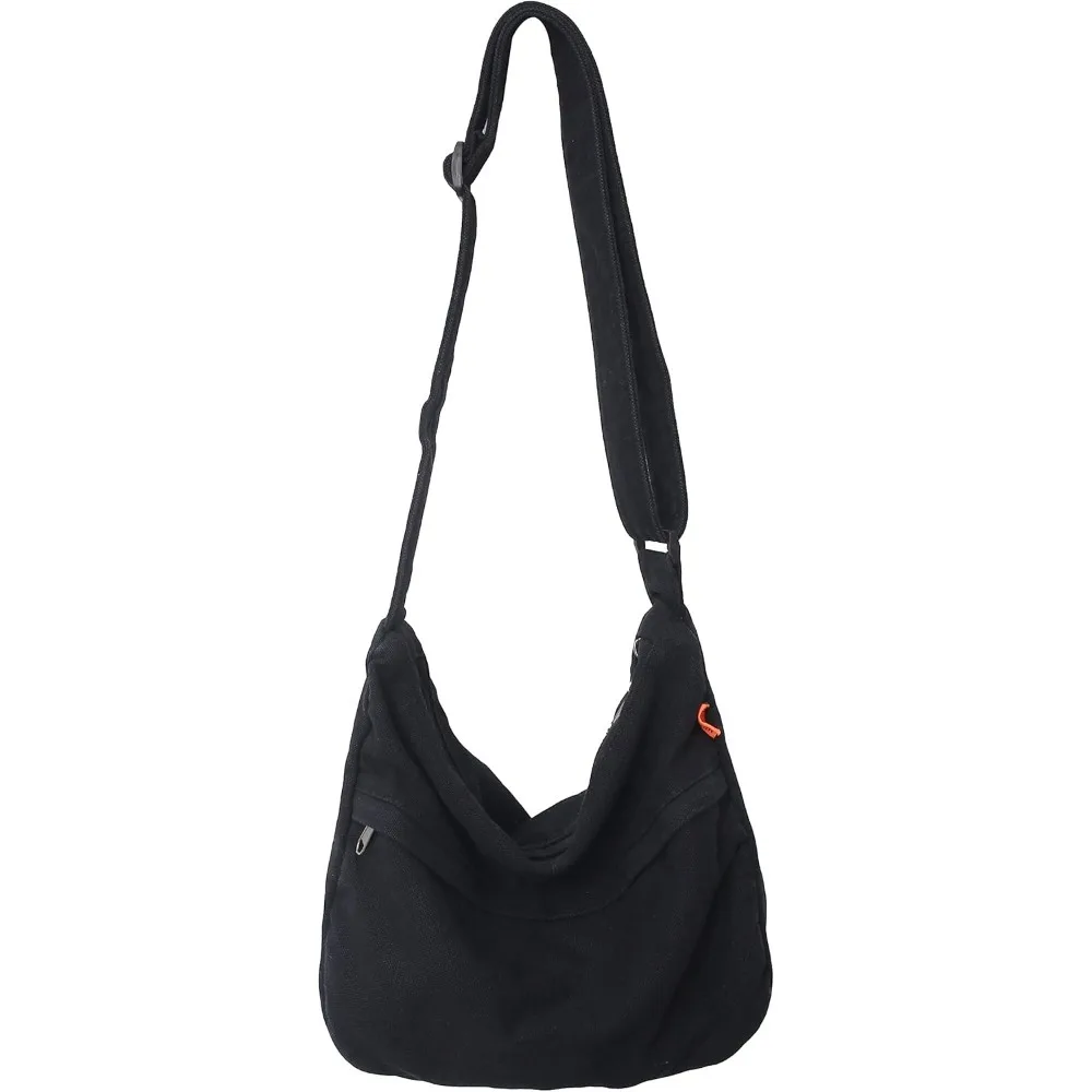 

Economical Cotton Canvas Tote Bag,Women Hobo Shoulder Bag Crossbody Handbag with 3 External Pocket,Zipper Closure