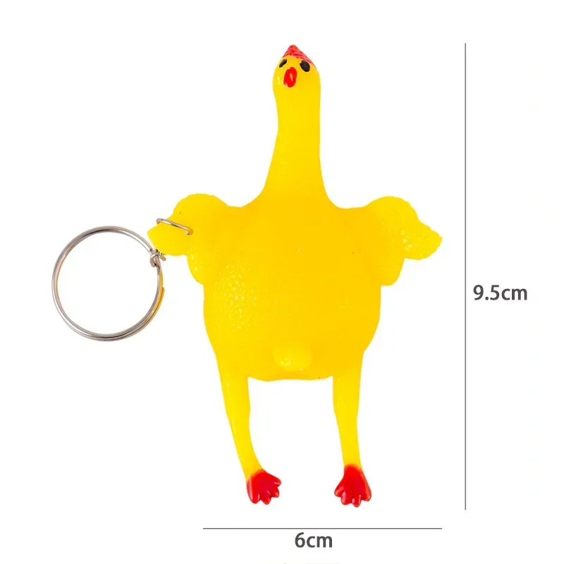 창의적인 짜기 계란 치킨 장난감 키체인, 벤트 감압 스트레스 방지 장난감, 재미있는 감각 짜기 장난감, 어린이 선물, 1PC