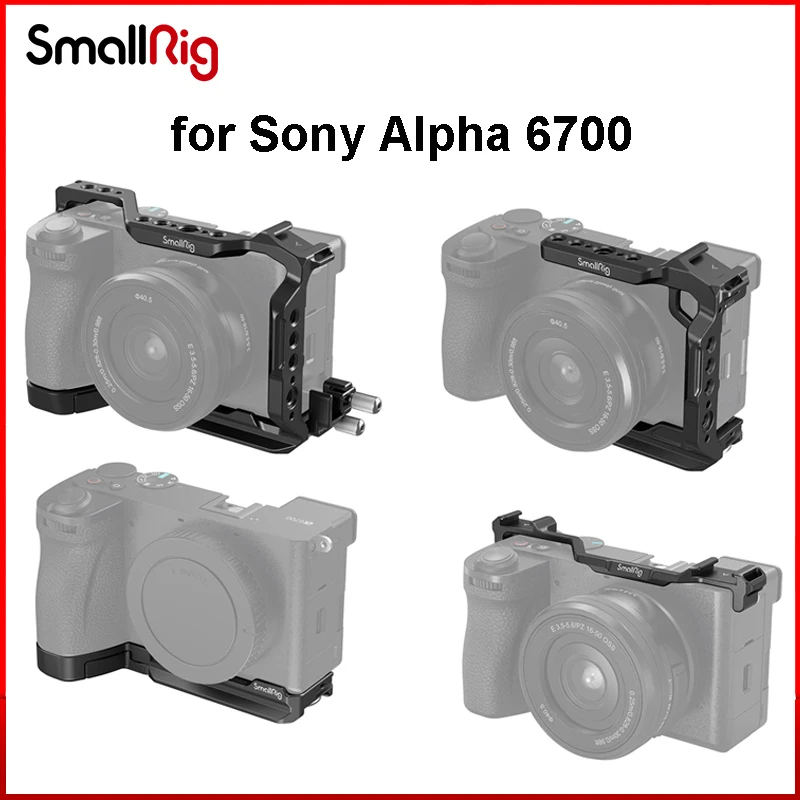 ชุดกรงกล้องขนาดเล็กสำหรับ Sony A6700ฐานครึ่งกรง & เย็นรองเท้าแผ่นยึดตั้งกล้องชุดขยายสตูดิโอสำหรับ Sony Alpha A6700