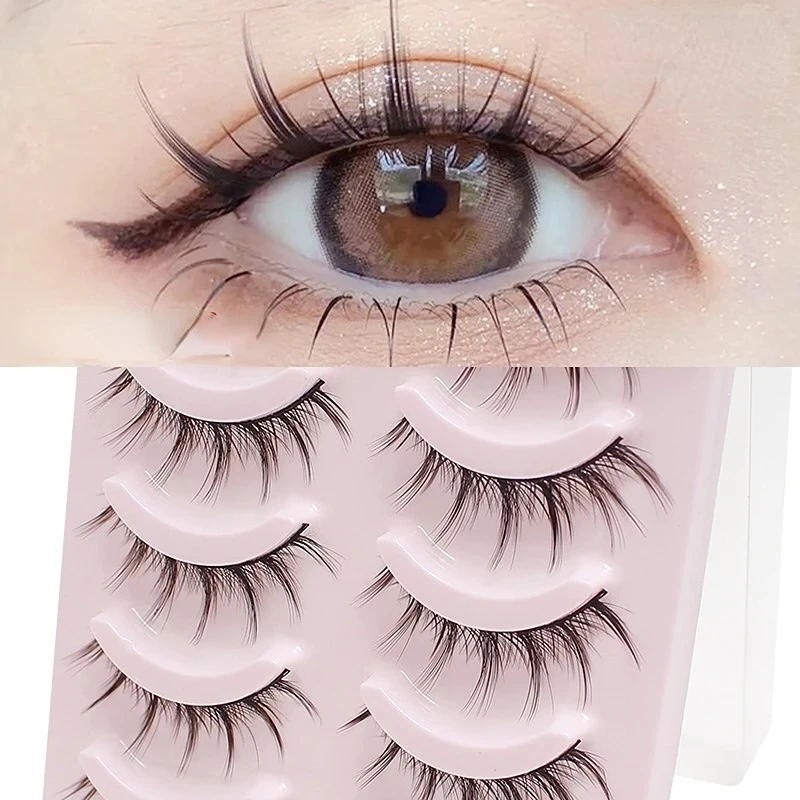 5 زوج رموش اصطناعية أنيمي جلدة الشيطان الصغير الرموش الطبيعية اليومية ماكياج مانغا الرموش واضح الفرقة الرموش النساء مستحضرات التجميل