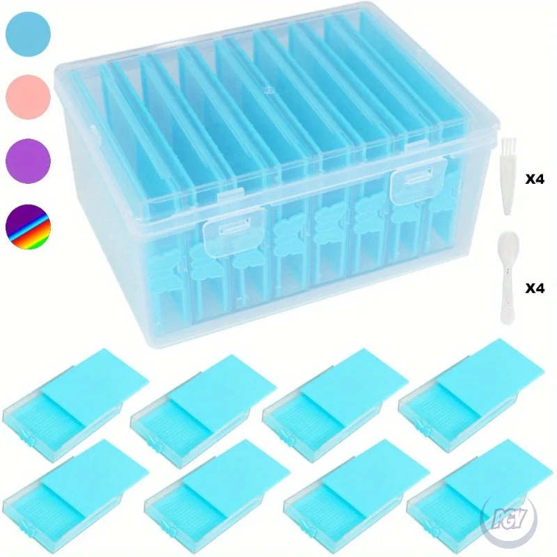 8pc Diamond Art Storage Trays with Flip Lid Point Drill Tool Funnel DIY Craft Kit for Diamond Painting Mosaic Art Craft Projects