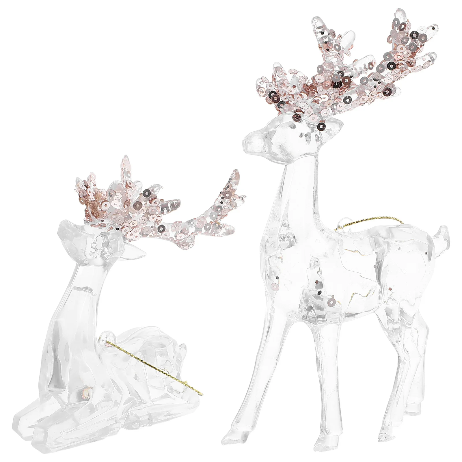 

2pcs Christmas Reindeer Ornaments Clear Acrylic Elk Hanging Decor For Xmas Tree Window Wall Holiday Party Favors