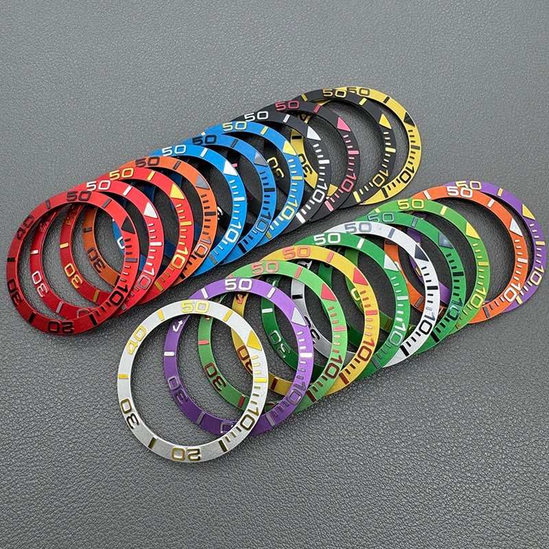 38mm Aluminium Watch Bezel Insert Custom Aluminum Rims For Mechanical Watches with SKX007 SKX009 NH35 NH36 Bezel Components