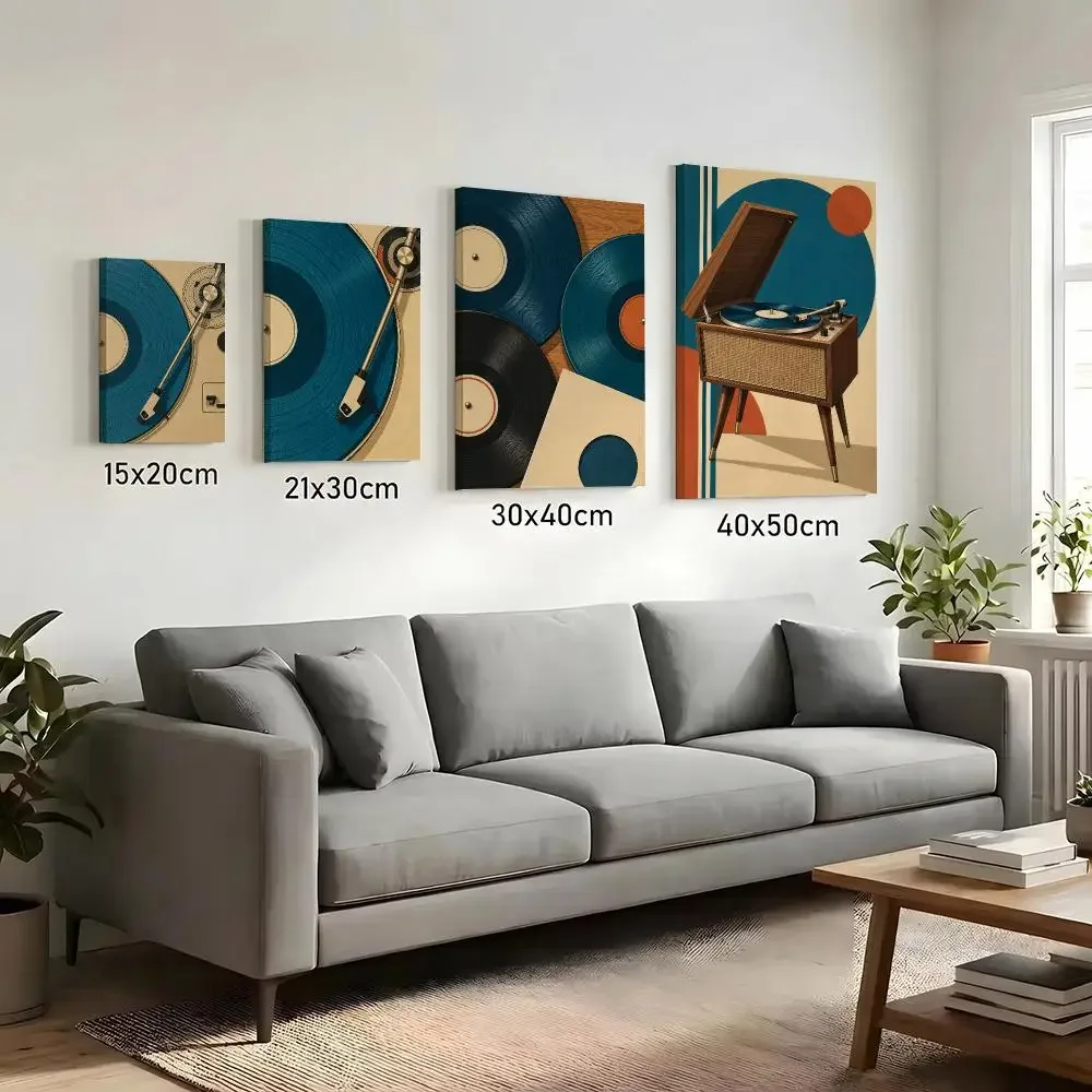 Vinyl Turntable Classic Framed Wall Painting HD Canvas Print Poster Wall Art | Optional Frame | Modern Hallway Decor
