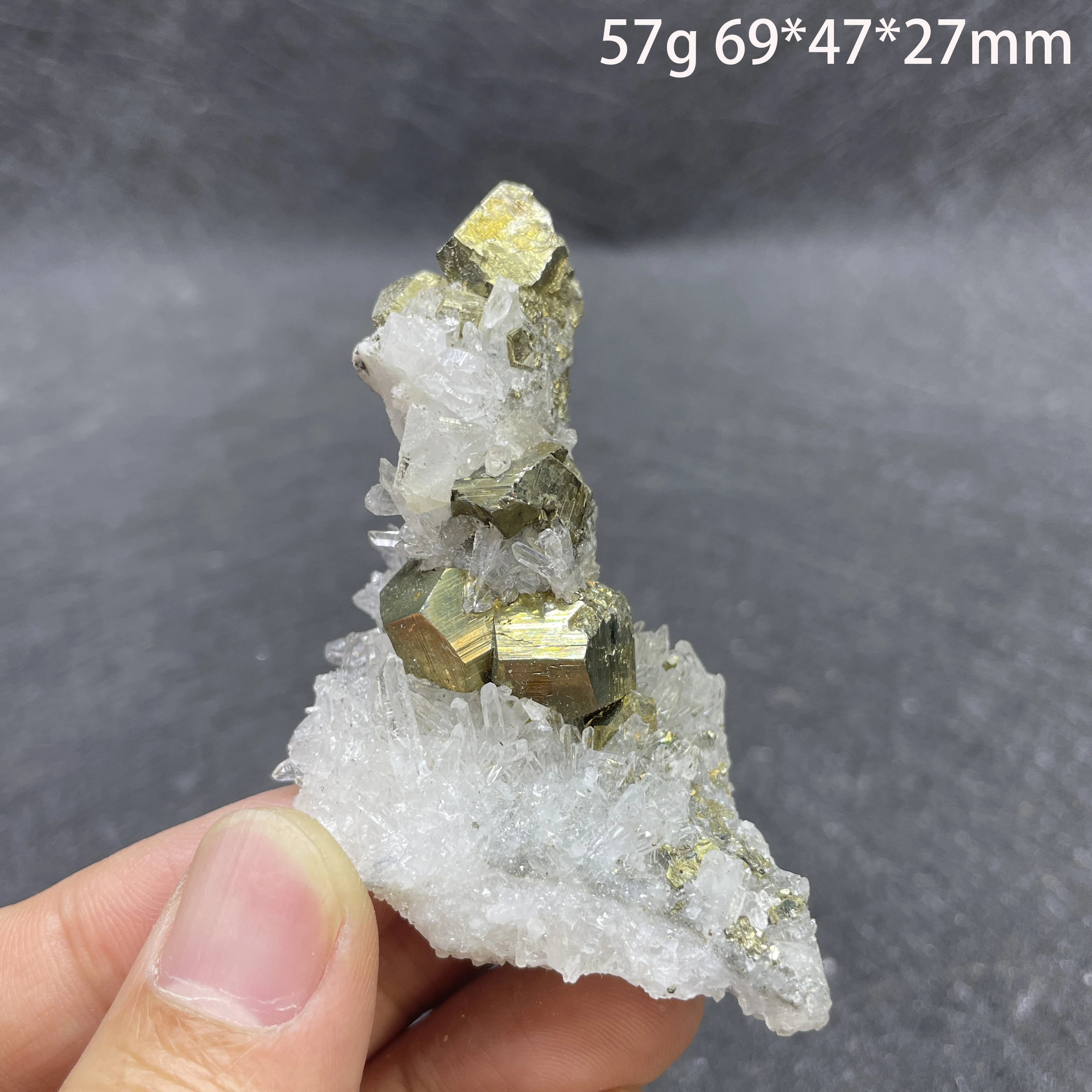 Natural Stone Pyrite Crystal Clear Quartz Cluster Mineral Specimen Raw Rock Chalcopyrite Decoration Rough Polished Healing