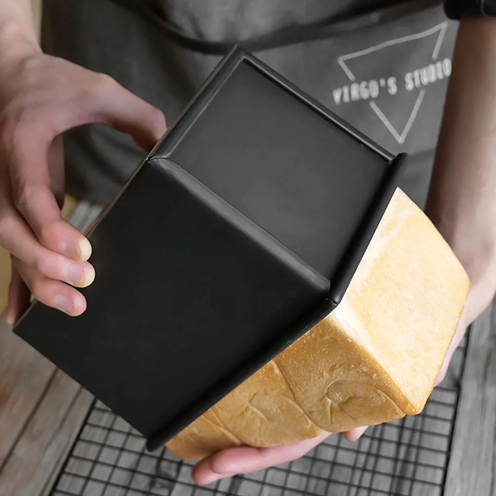 

Bread Sliding Toast Box Loaf Pan Pans Black Cooking Mold with Cover Mould Baking