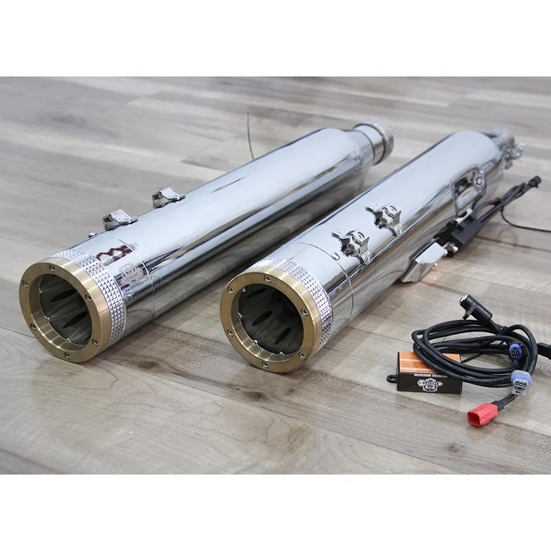 2017-Later HD Electra Glide Road Glide Street Glide-Compatible Electronically Adjustable Motorcycle Exhaust System in Steel Pipe