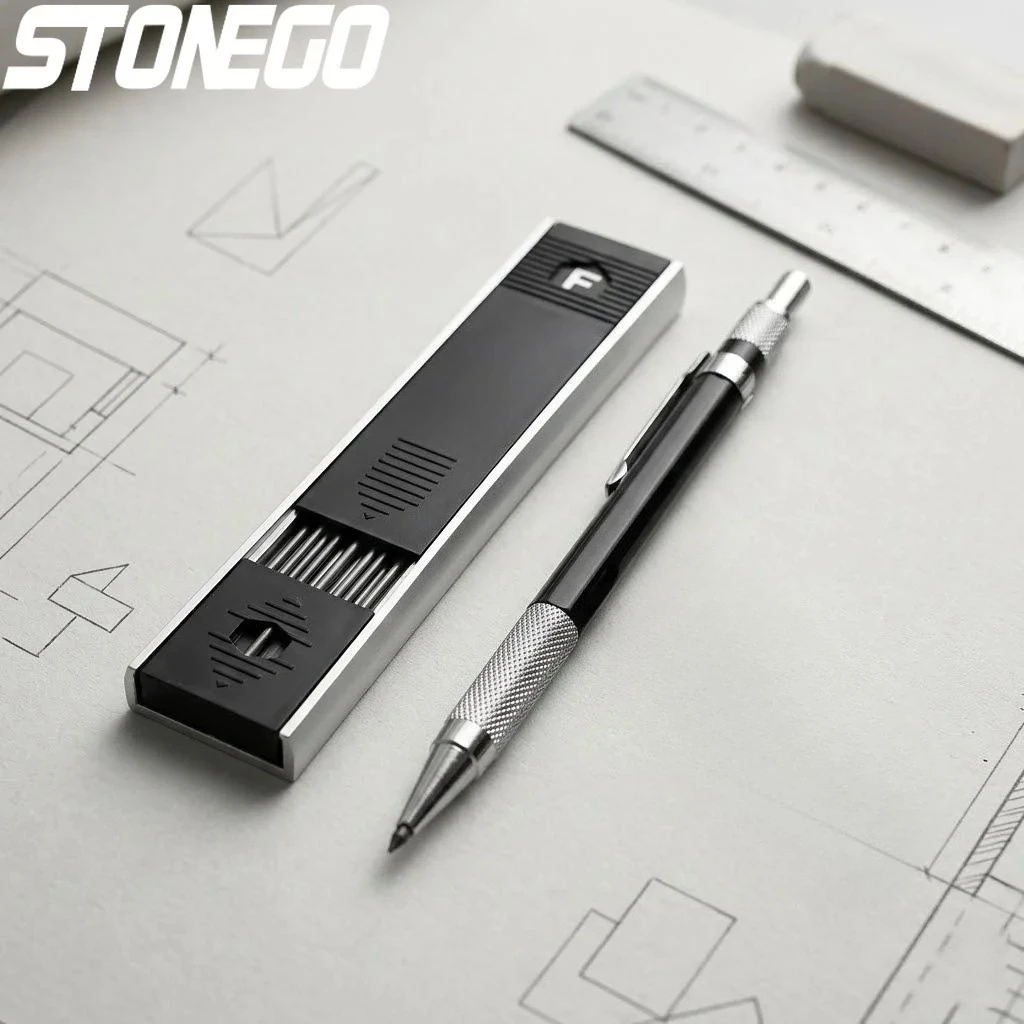 Professionelles 2-mm-Druckbleistift-Set mit 12 Graphitminen, perfekt zum Zeichnen, Entwerfen, Schreiben, für Schule und Bürobedarf