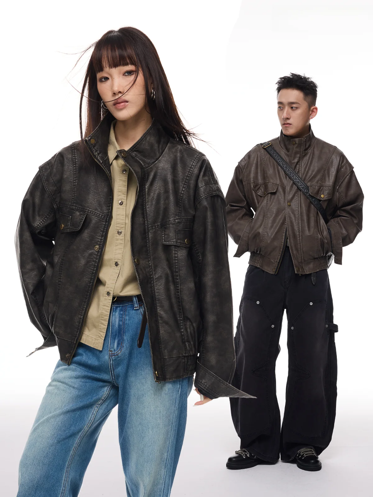 

Botanica, кожаное джато в американском стиле ретро, мотоциклетное потертое цветное пальто Cleanfit, свободное длинное пальто Sve ort