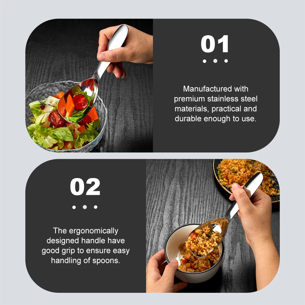 

Stainless Steel Deep Soup Spoon Ergonomic Handle Food Serving Spoon Kitchen Scoop Serving Utensil for Home Restaurant Buffet