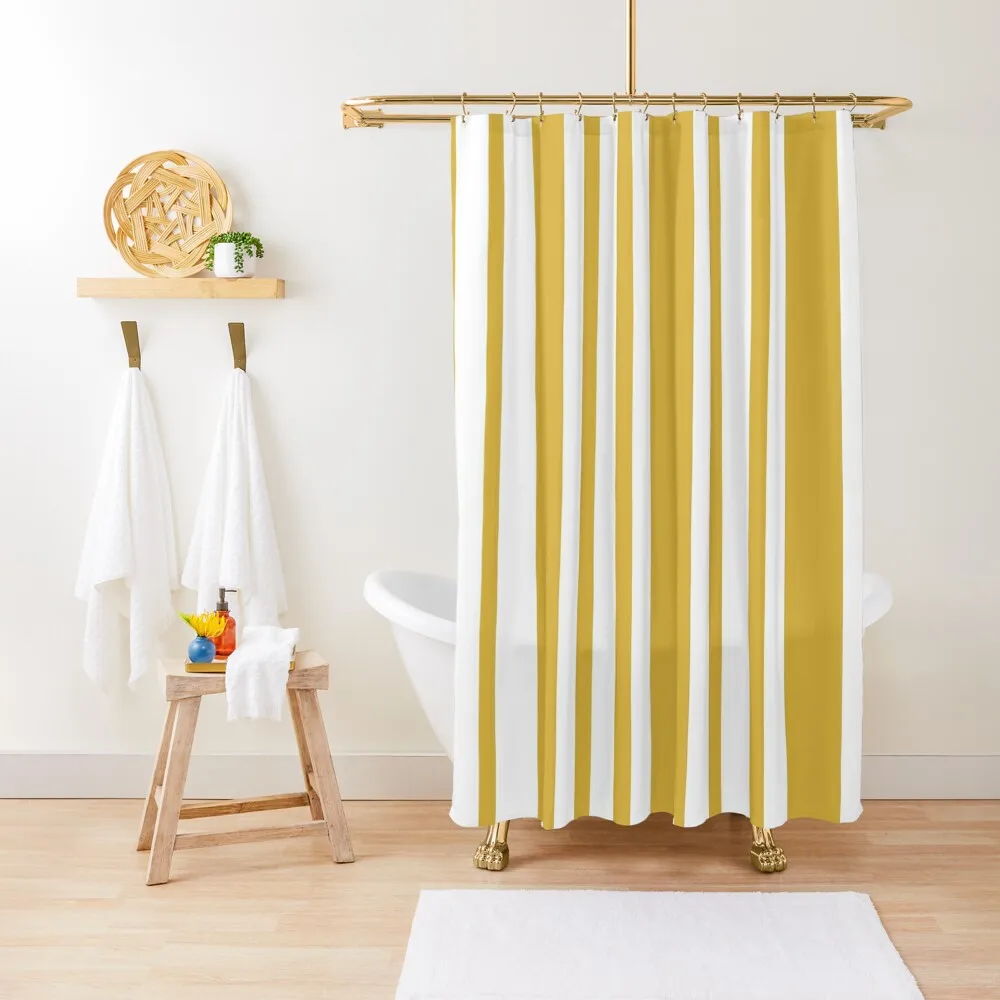 

Mustard Yellow and White Stripes Minimalist Color Block Pattern Shower Curtain Bathroom Accessorys Bathroom And Shower Curtain