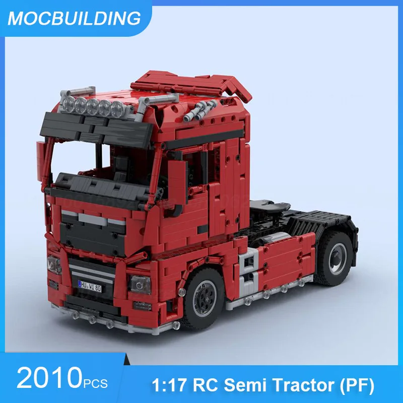 MOC Building Blocks RC Semi Tractor Truck with Trailer 1:17 Scale Model DIY Assemble Bricks Transportation Collection Toys Gifts