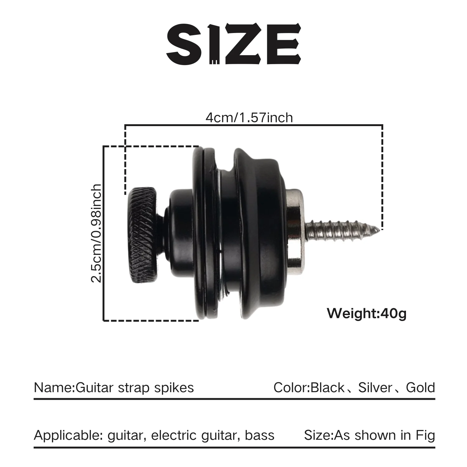 1 PCS Guitar with Lock Heavy Duty Metal Button Safety Belt Lock for Electric Guitar, Bass, Ukulele, Independence Day, Christmas