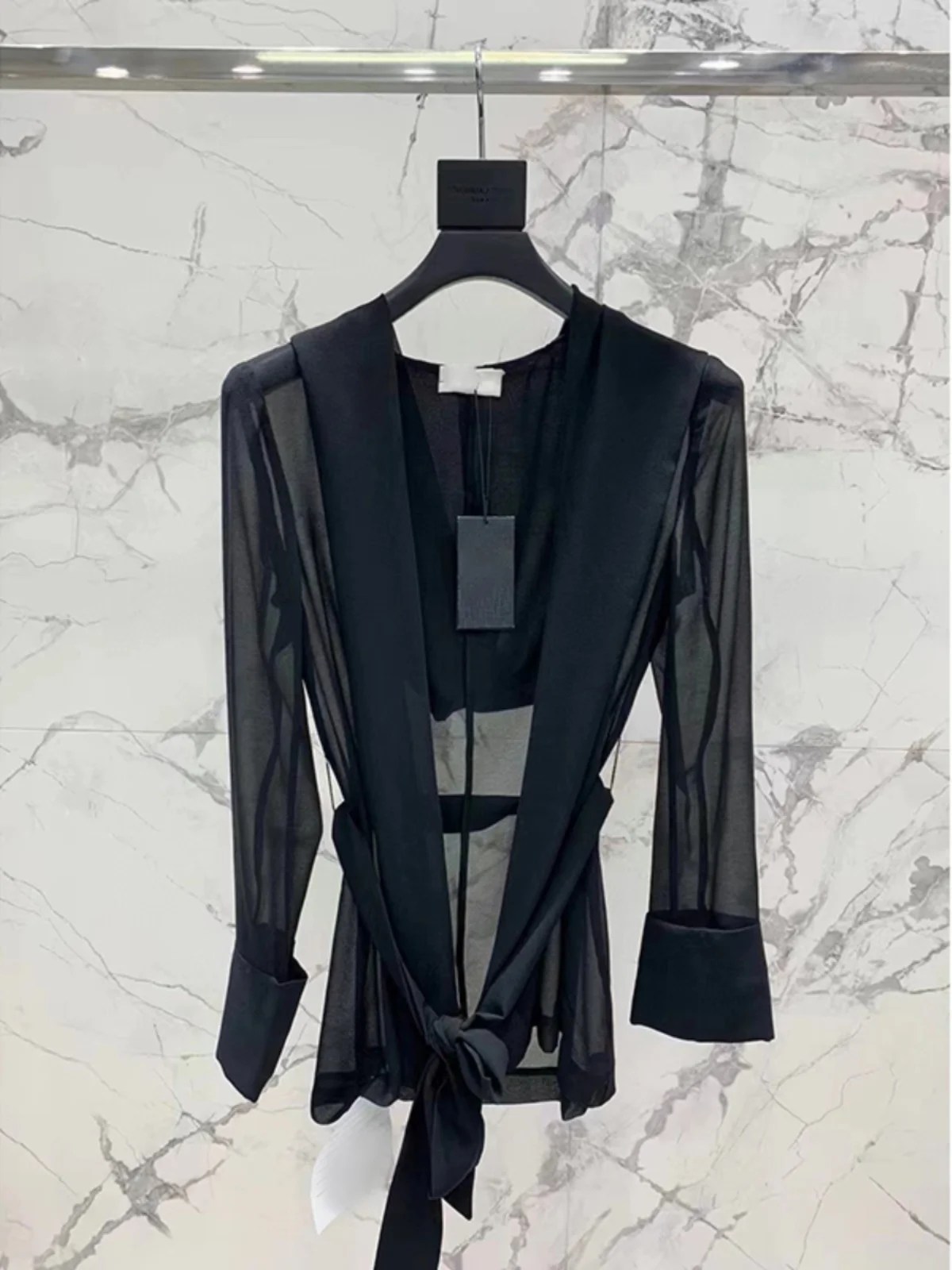 

Spring Summer Slimming Casual Wide Leg Pants Set with Belted Sun Protection Open Cardigan Thin Outerwear Fashion Ensemble