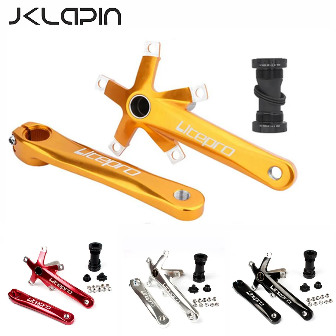 JKLapin Litepro Bicycle Crank Aluminum Alloy 170mm Hollow Integrally MTB Mountain Folding Bike BCD 130 Crankset Tooth Plate