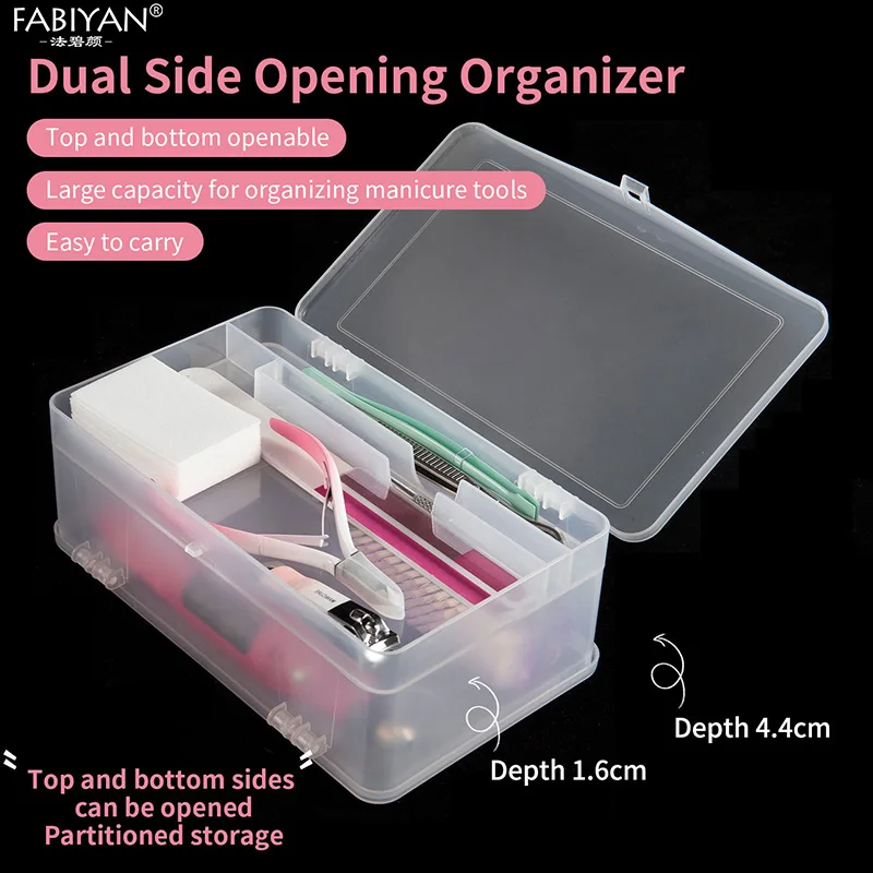 Double-layer Nail Tools Storage Box Large Capacity Organizer Case 6 Grids Sanding Bands Nail Drill Bits PP Storage Containers