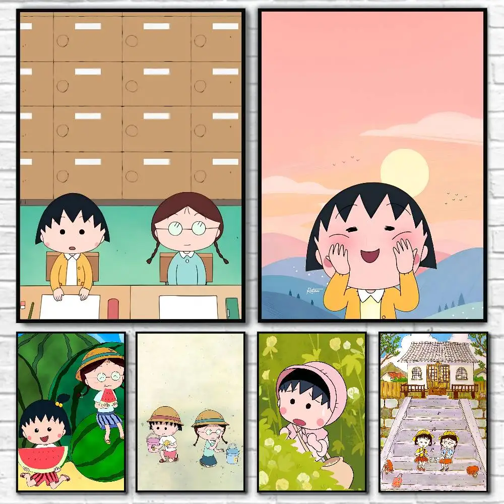 Japanese Classic Anime C-Chibimaruko C-Chan Manga Posters Fancy Wall Sticker for Living Room Bar Decoration Wall Decor