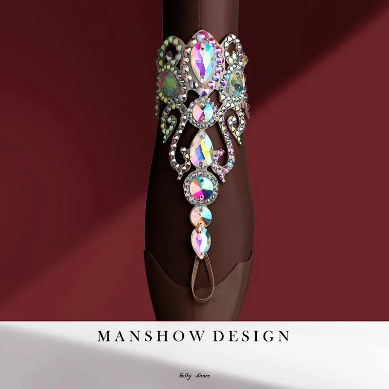 customized belly dance bracelet Latin performance accessories foot chains handmade hot stamping diamond hooks toe rings