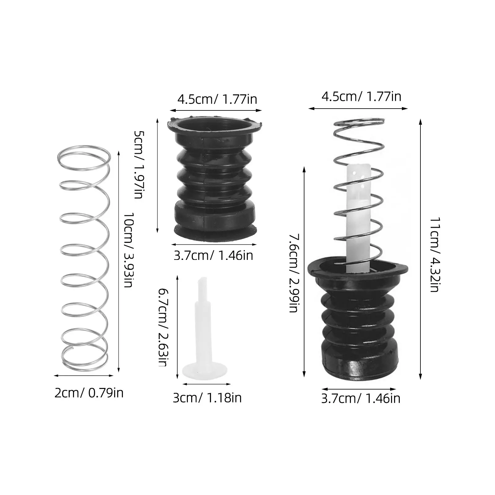 2 Sets Washer Rubber Drain Plug Replacement Semi Automatic Washing Machine Drain Valve with Spring Pull Rod for Laundry Use