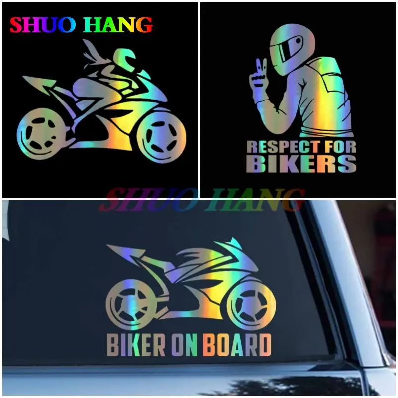 Car Mounted Motorcycle Sticker Girl Motorcycle Rider Inspect for Bikers Reflective Motorcycle Car Sticker Funny JDM Vinyl