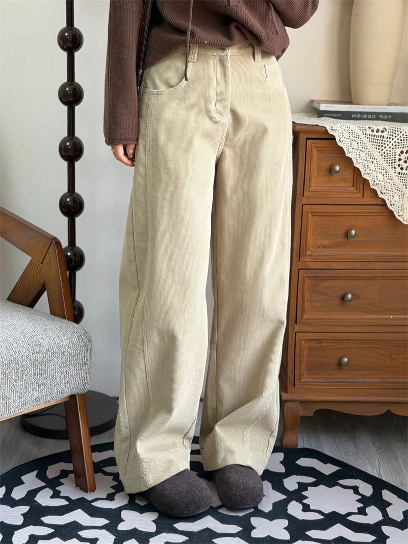 

Женские брюки с широкими штанинами из ретро-бархата на флисовой подкладке, с высокой талией, свободного кроя, теплые, хлопковые, вязаные, прямые, повседневные