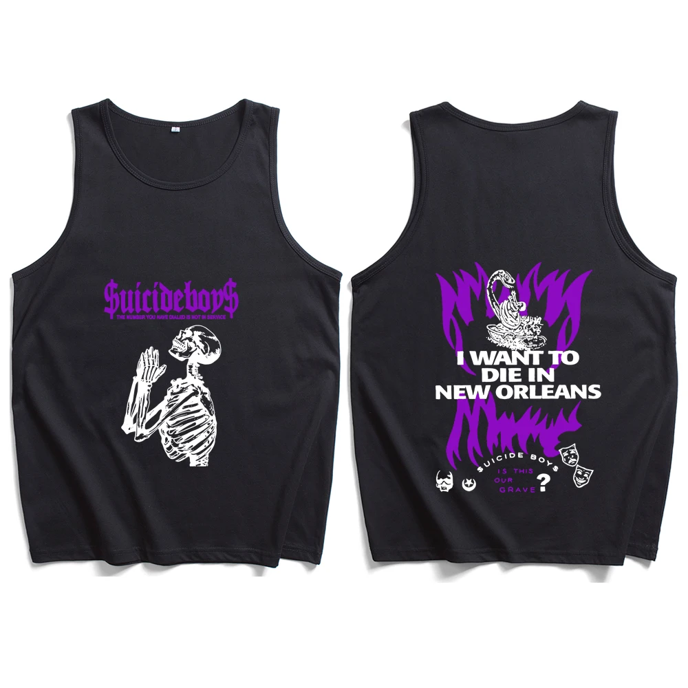 $uicideboy$ I Want To Die in New Orleans 2024 Tank Tops Vest Unisex T-Shirt Casual Summer Sleeveless T-shirt Music Fans Gift